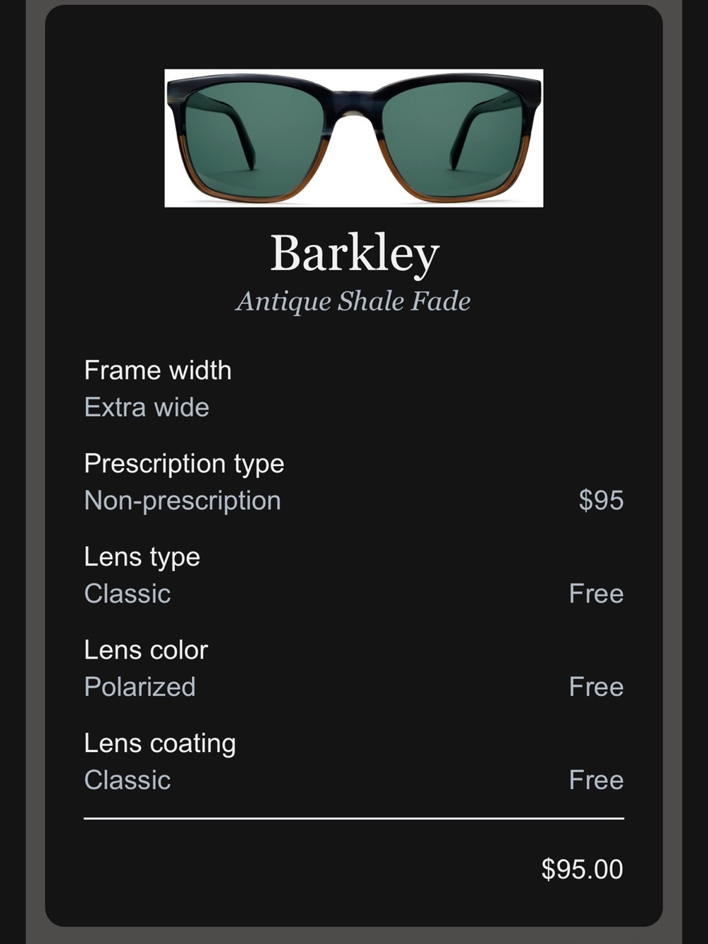 Warby Parker Barkley Antique Shale Fade Sunglasses - Extra Wide